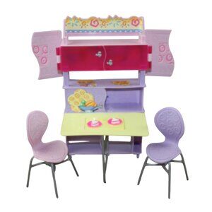 Barbie All Around Home Afternoon Snack Cabinet Table Chairs Vintage Toy Lot 2001